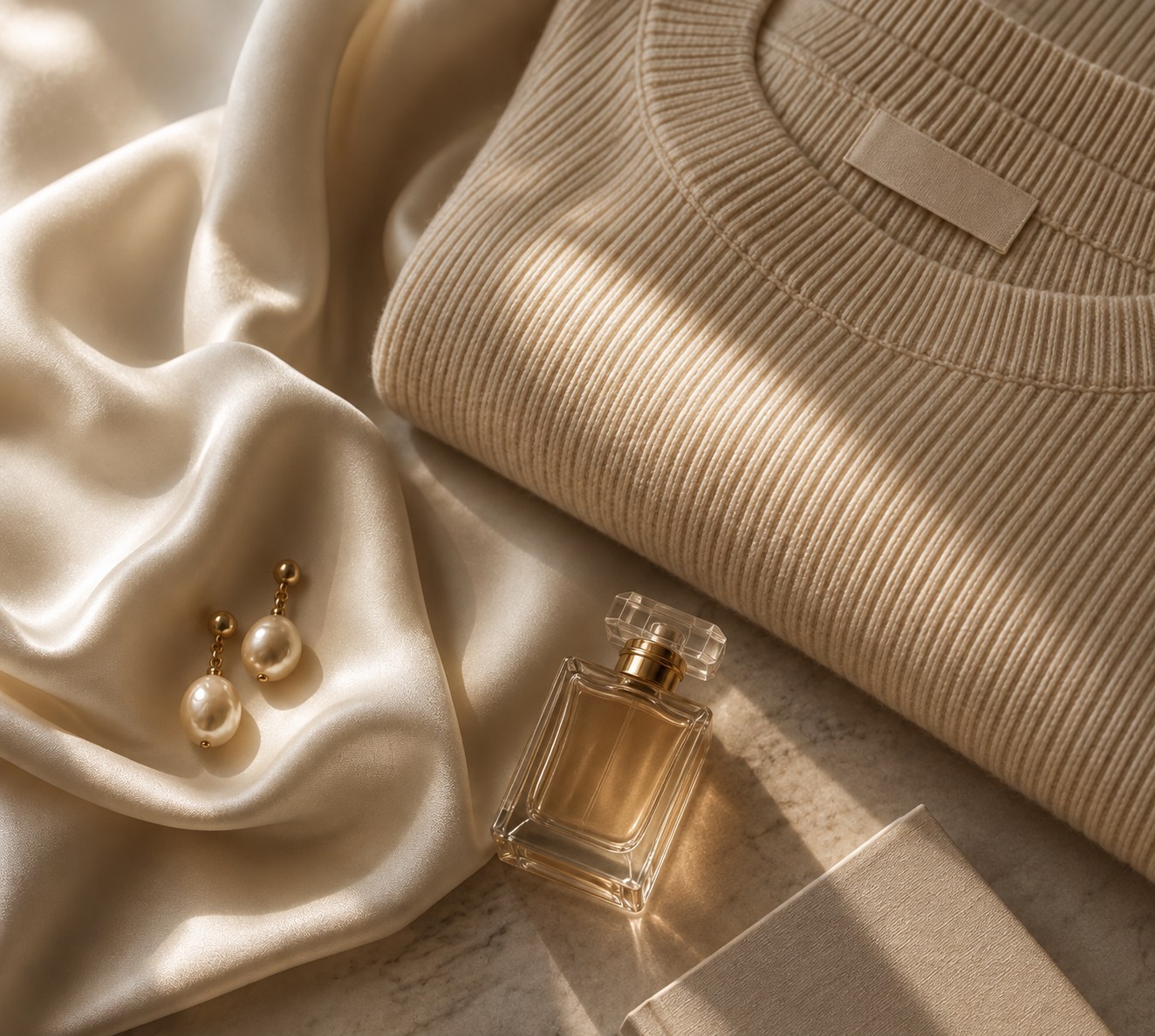 Aestra editorial fashion, cream blazer and silk slip