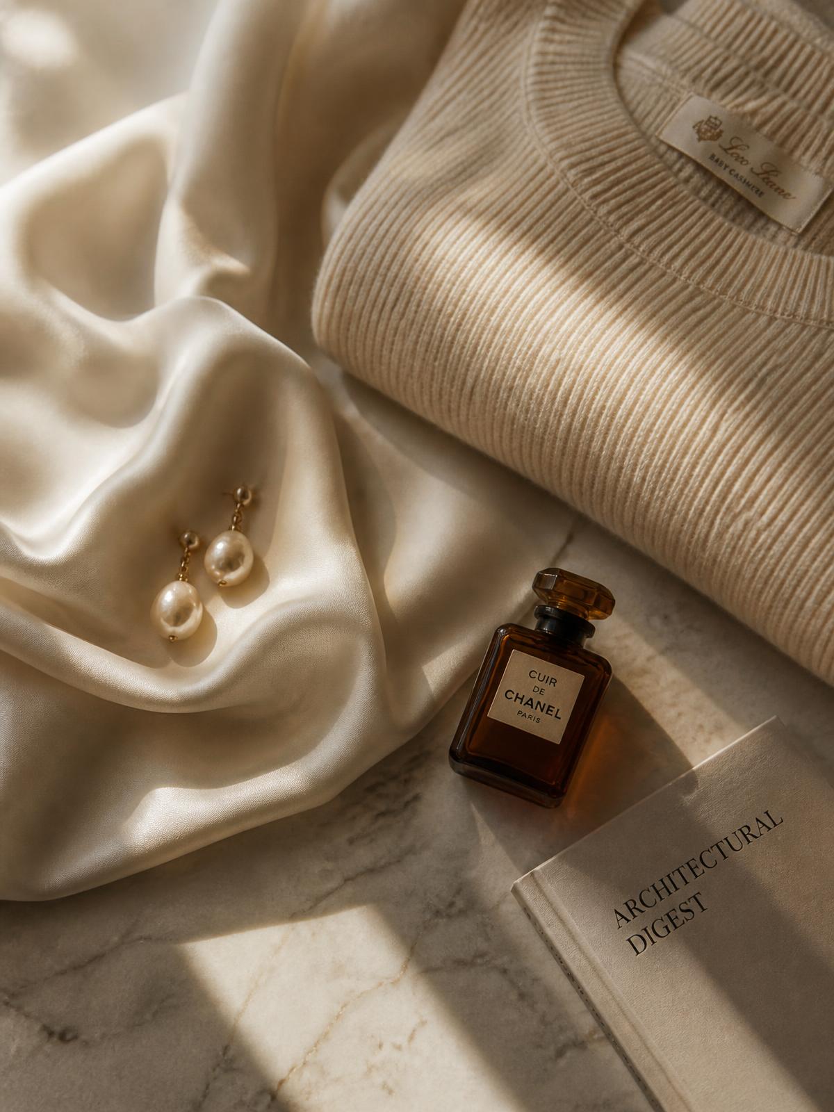 Aestra editorial fashion, cream blazer and silk slip